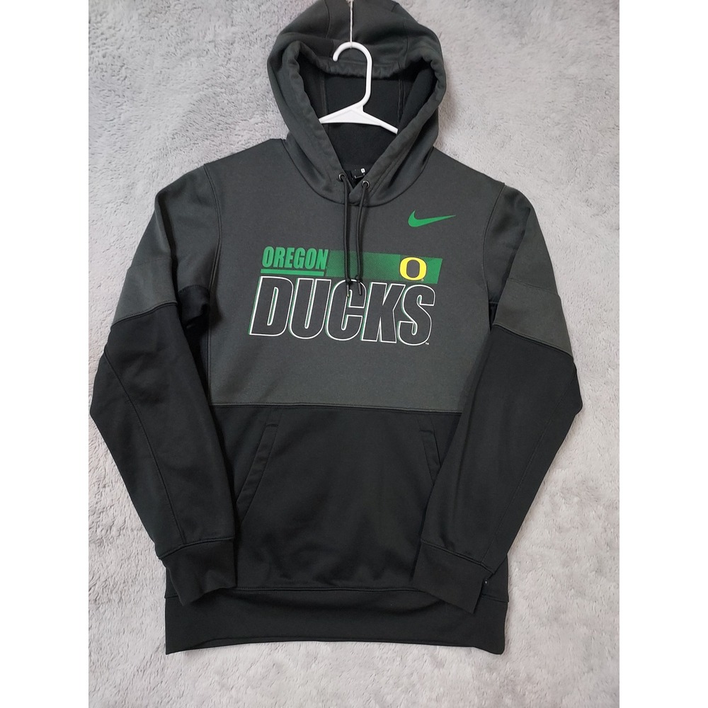 Oregon Ducks Hoodie Mens Small Nike NCAA On Field Dri Fit Fleece Black Gray S - Picture 2 of 10